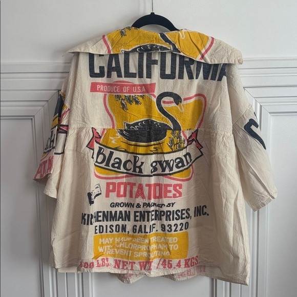 Vintage Flour Sack Boho Top Black Swan - Picture 6 of 9